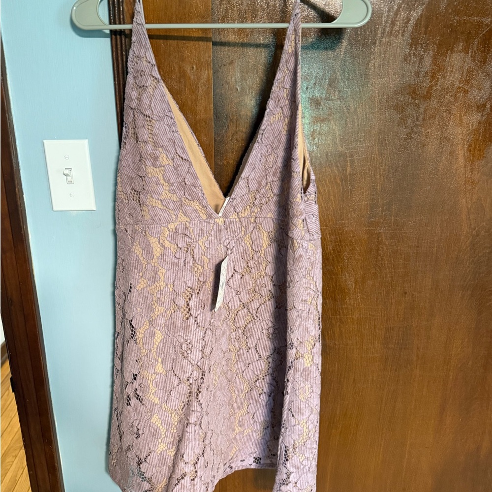 Free People Lavender Lace Mini Dress